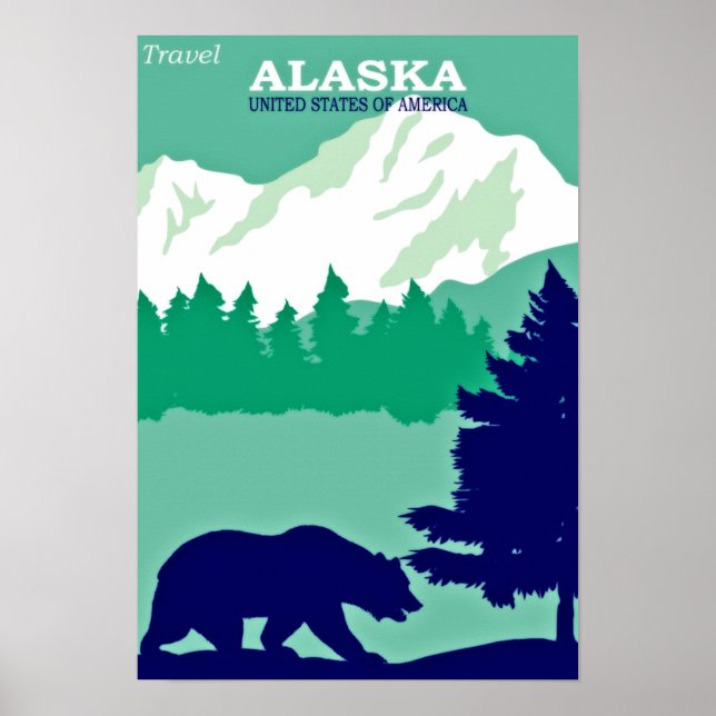 Travel Alaska Vintage Poster (Front)