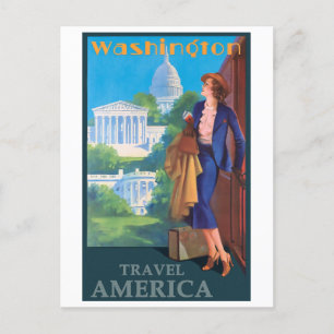 Travel America, Washington DC, Retro Postcard