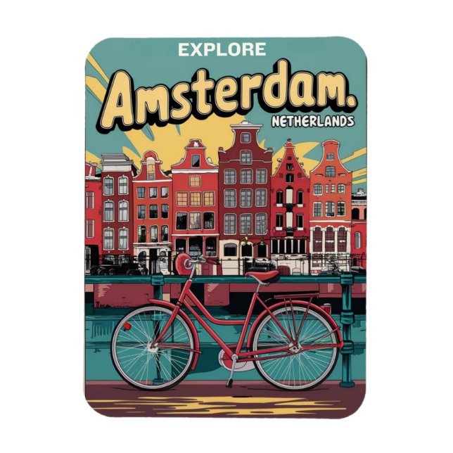 Travel Amsterdam holland bicycles vintage gifts Magnet (Vertical)