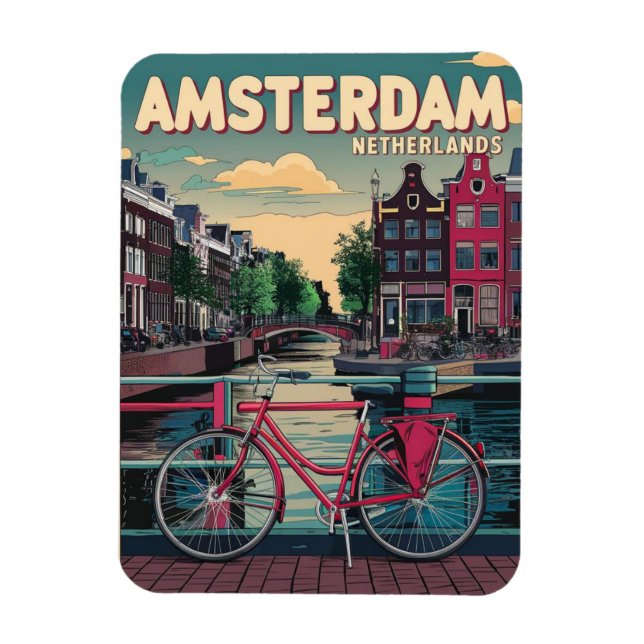 Travel Amsterdam holland bicycles vintage gifts  Magnet (Vertical)