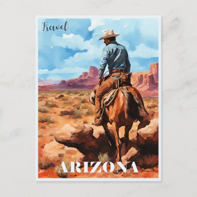 Travel Arizona, Cowboy on Horseback Postcard (Front)