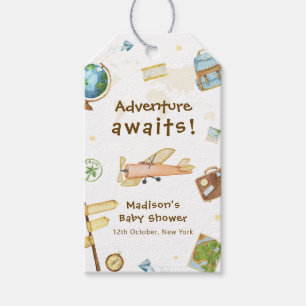 Travel Around The World Airplane Baby Shower  Gift Tags
