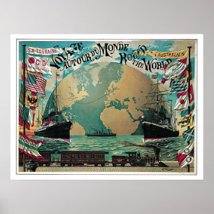 Travel Around The World Vintage Travel Poster