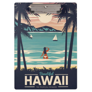 Travel Art Beautiful Hawaii Beach Clipboard