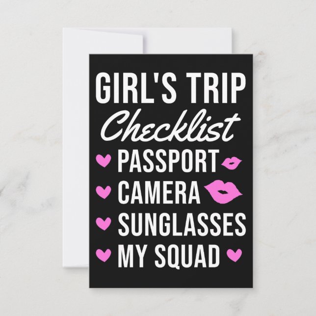 Travel Art Girls Trip Checklist Thank You Card (Front)