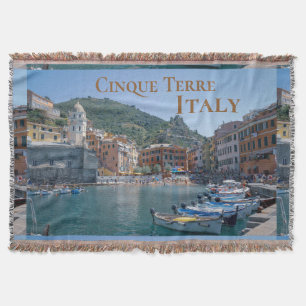 Travel Art Landscape Cinque Terre Italy Throw Blanket