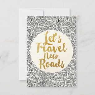 Travel Art Lets Travel New Roads RSVP Card