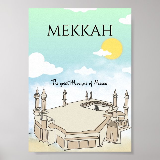 Travel art poster of the Great Mosque of Mecca (Front)