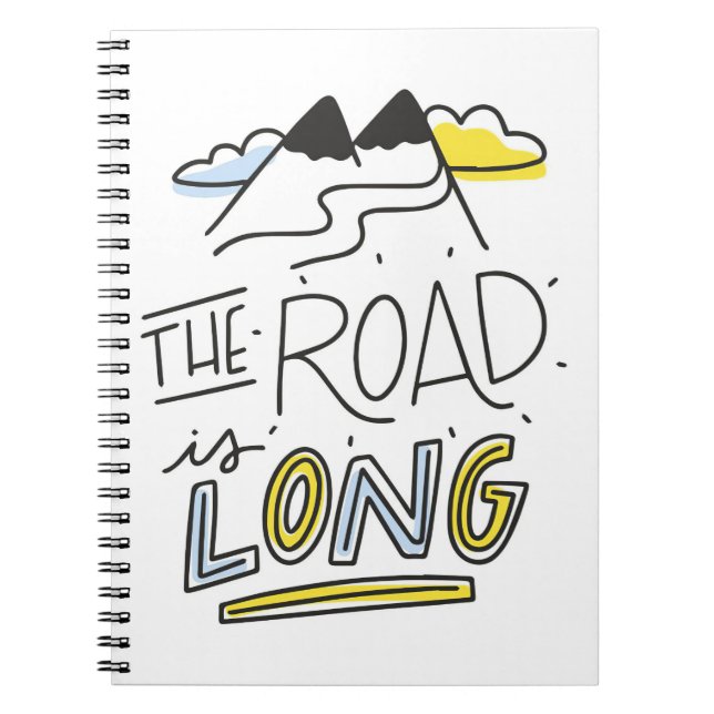 Travel Art The Road Is Long Notebook (Front)
