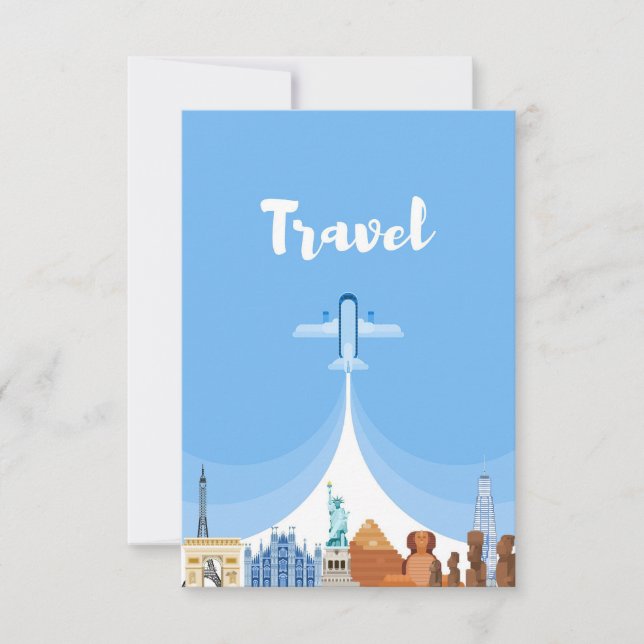 Travel Art Travel Around The World RSVP Card (Front)
