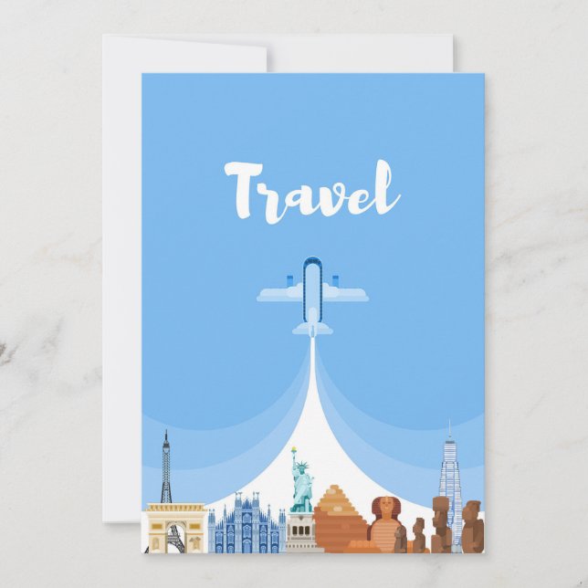 Travel Art Travel Around The World Thank You Card (Front)