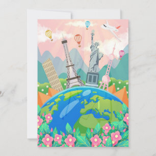 Travel Art Travel Around World Holiday Card