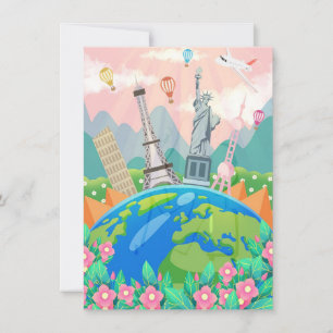 Travel Art Travel Around World Invitation