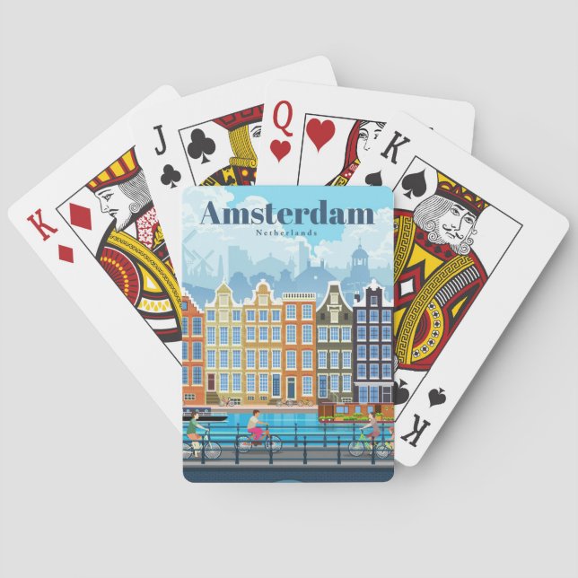 Travel Art Travel To Amsterdam Playing Cards (Back)