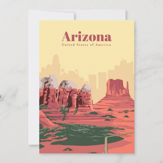 Travel Art Travel To Arizona Thank You Card (Front)