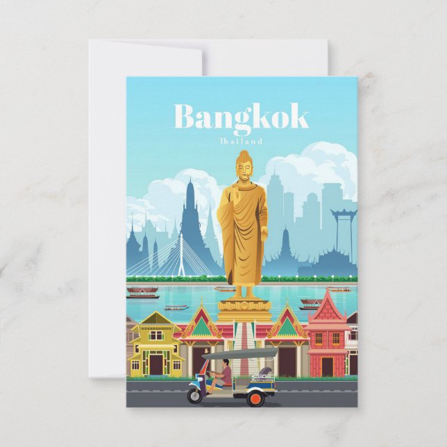 Travel Art Travel To Bangkok RSVP Card (Front)