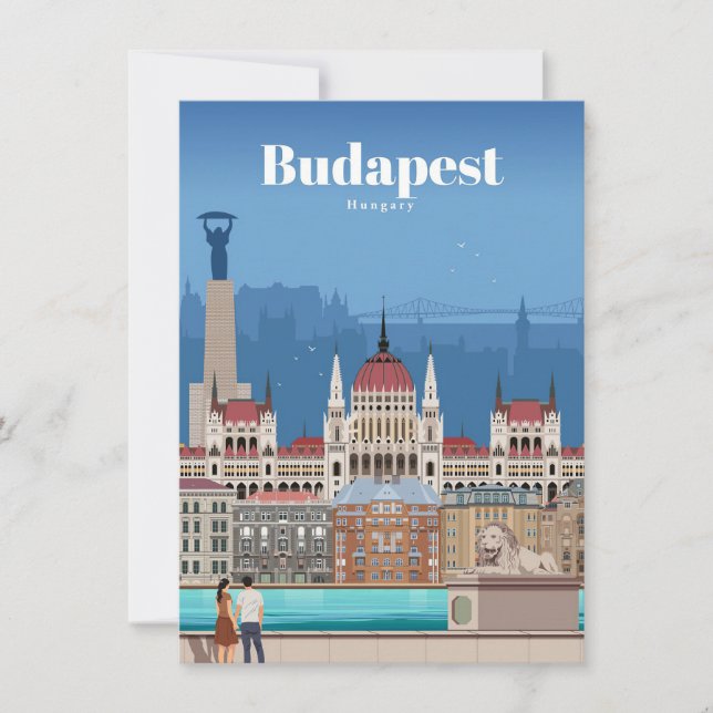 Travel Art Travel To Budapest Thank You Card (Front)