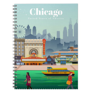 Travel Art Travel To Chicago Notebook