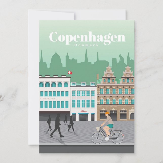 Travel Art Travel To Copenhagen Thank You Card (Front)