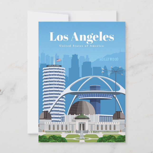 Travel Art Travel to Los Angeles Thank You Card (Front)
