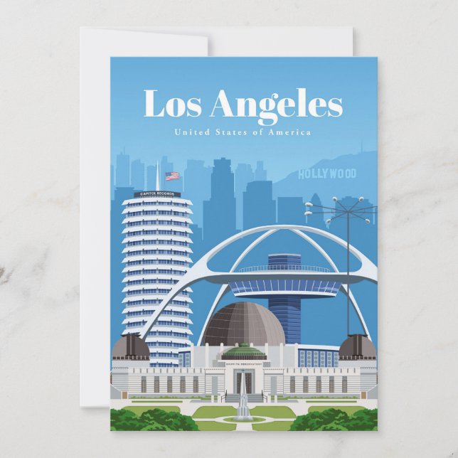 Travel Art Travel to Los Angeles Thank You Card (Front)