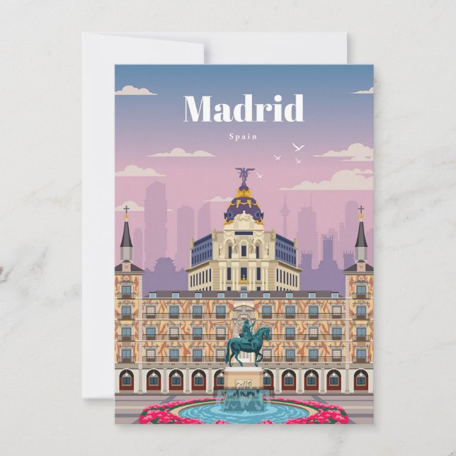 Travel Art Travel To Madrid Spain Thank You Card (Front)