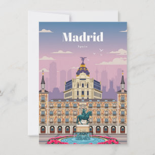 Travel Art Travel To Madrid Spain Thank You Card