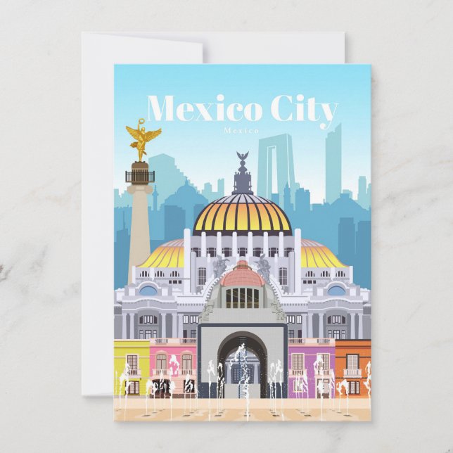 Travel Art Travel To Mexico City Thank You Card (Front)