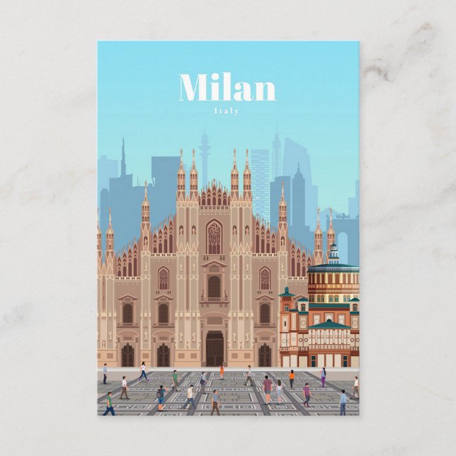 Travel Art Travel to Milan Italy Enclosure Card (Front)