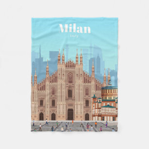 Travel Art Travel to Milan Italy Fleece Blanket