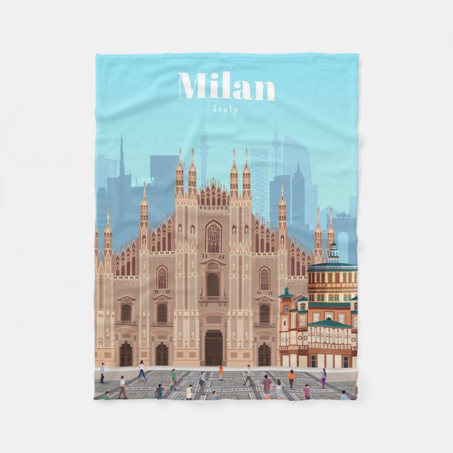 Travel Art Travel to Milan Italy Fleece Blanket (Front)