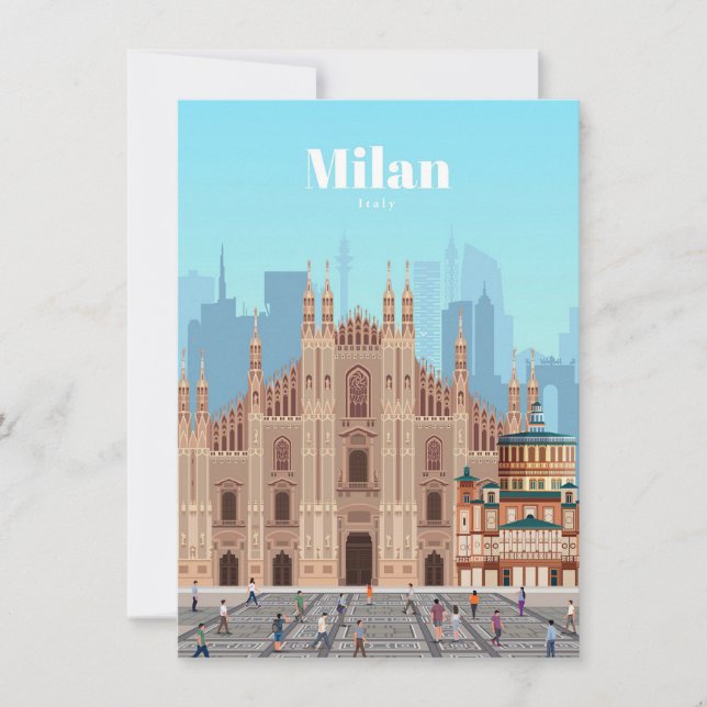 Travel Art Travel to Milan Italy Thank You Card (Front)