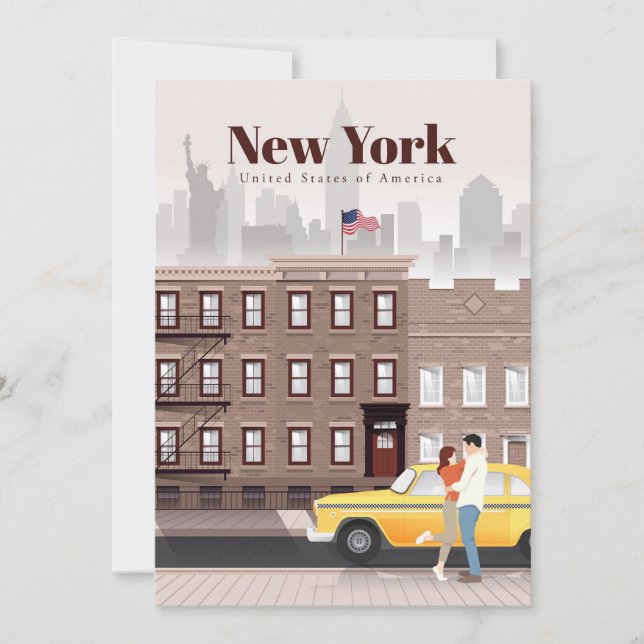 Travel Art Travel To New York City Thank You Card (Front)