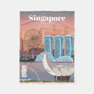 Travel Art Travel To Singapore Fleece Blanket