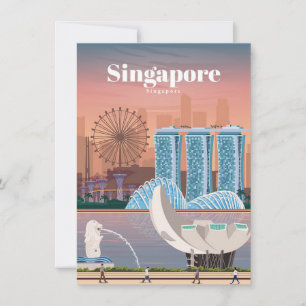 Travel Art Travel To Singapore Thank You Card