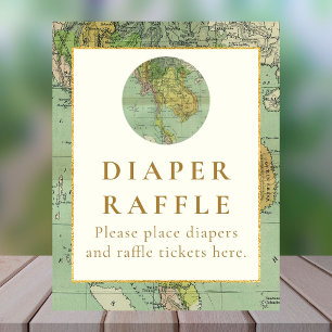 Travel Baby Shower Diaper Raffle Table Sign