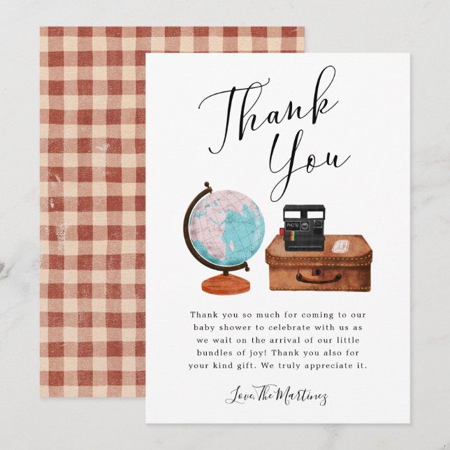 Travel Baby Shower Gender Neutral Thank You Card (Front/Back)