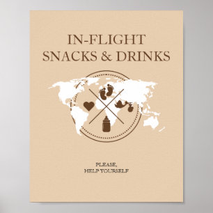 Travel Baby Shower In Flight Food Table Sign