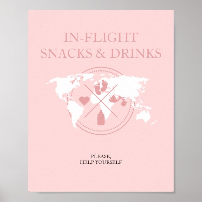 Travel Baby Shower In Flight Food Table Sign (Front)