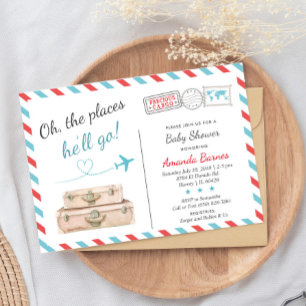 Travel Baby Shower Invitation, Aeroplane Invites