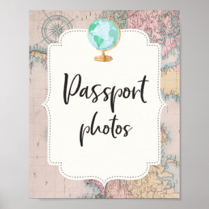 Travel Baby Shower Passport Photos Sign Adventure