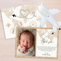 Travel Baby Shower Photo Thank You Card