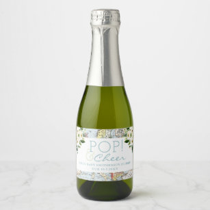 Travel Baby Shower Pop Cheer Mini Bottle of Sparkling Wine Label
