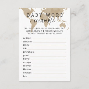 Travel Baby Shower Word Scramble Game Enclosure Card