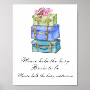 Travel bags bridal shower Help the busy Bride Poster
