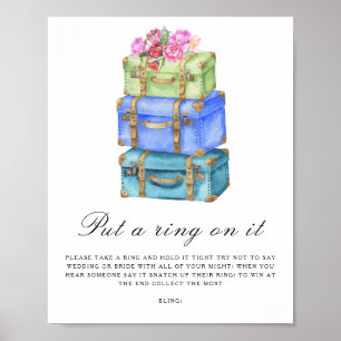 Travel bags bridal shower - Put a ring on it game Poster