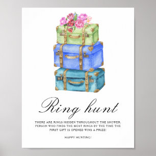Travel bags Bridal shower - Ring hunt game Poster