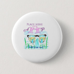 Travel beach summer add name letter place dolphins 6 cm round badge