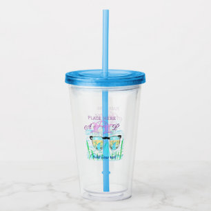 Travel beach summer add name letter place dolphins acrylic tumbler