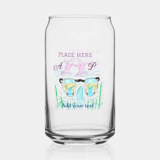 Travel beach summer add name letter place dolphins can glass (Front)